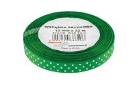 Opakowanie Wstążka satynowa w kropki ciemna zielona 12mmx22m