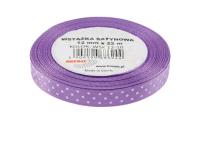 Opakowanie Wstążka satynowa w kropki fioletowa 12mmx22m