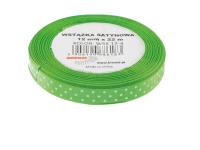 Opakowanie Wstążka satynowa w kropki zielona 12mmx22m