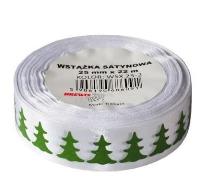 Opakowanie Wstążka satynowa z motywem świątecznym 25mmx22m