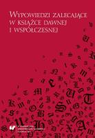 Okładka książki Wypowiedzi zalecające w książce dawnej...