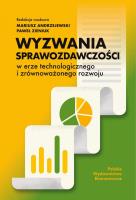 Wyzwania sprawozdawczości w erze technologicznego i zrównoważonego rozwoju. Autor: Andrzejewski Mariusz, Zieniuk Paweł red.. SmakLiter.pl Okładka książki Wyzwania sprawozdawczości w erze technologicznego i zrównoważonego rozwoju
