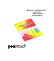Zakładki indeksujące 12x45mm 5x25szt papierowe. Wydawca: PENWORD. SmakLiter.pl Opakowanie Zakładki indeksujące 12x45mm 5x25szt papierowe