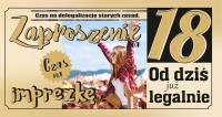 Opakowanie Zaproszenie Urodziny 18 (10szt)