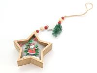 Opakowanie Zawieszka drewniana gwiazda ze światłem LED