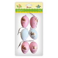 Opakowanie Zawieszki plastikowe jajka 40x60mm różowe 6szt