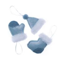 Opakowanie Zawieszki z futerkiem niebieskie 3szt