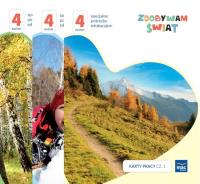 Zdobywam świat. Karty pracy cz.1-3 Poziom 4. Autor: Justyna Hadryś. SmakLiter.pl Okładka książki Zdobywam świat. Karty pracy cz.1-3 Poziom 4