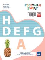 Zdobywam świat. Poznaję litery - karty do czytania. Autor: Justyna Hadryś. SmakLiter.pl Okładka książki Zdobywam świat. Poznaję litery - karty do czytania