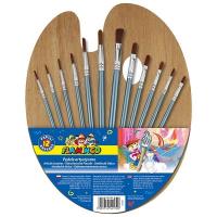 Zestaw 12 pędzli z drewnianym uchwyt + paletka. Wydawca: Titanum. SmakLiter.pl Opakowanie Zestaw 12 pędzli z drewnianym uchwyt + paletka