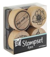 Zestaw 4 stempli drewnianych BLUE. Wydawca: ANTELLA. SmakLiter.pl Opakowanie Zestaw 4 stempli drewnianych BLUE