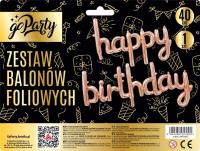 Zestaw balonów foliowych Happy Birthday rose gold. Wydawca: GoParty. SmakLiter.pl Opakowanie Zestaw balonów foliowych Happy Birthday rose gold