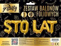 Zestaw balonów foliowych Sto Lat złote. Wydawca: GoParty. SmakLiter.pl Opakowanie Zestaw balonów foliowych Sto Lat złote