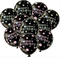 Zestaw balonów Happy Birthday czarne 11el. Wydawca: GoParty. SmakLiter.pl Opakowanie Zestaw balonów Happy Birthday czarne 11el