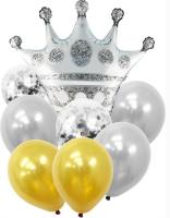 Zestaw balonów Korona srebrna 9el. Wydawca: GoParty. SmakLiter.pl Opakowanie Zestaw balonów Korona srebrna 9el