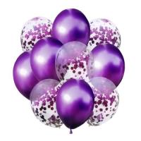 Zestaw balonów metalik z konfetti FIOLET. Wydawca: ANTELLA. SmakLiter.pl Opakowanie Zestaw balonów metalik z konfetti FIOLET