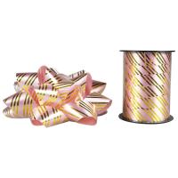 Opakowanie Zestaw do dekoracji prezentów w paski różowy