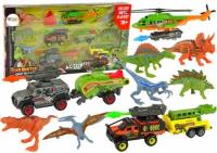 Opakowanie Zestaw pojazdów helikopter dinozaury 6szt
