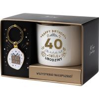 Opakowanie Zestaw prezentowy na 40 urodziny biało-złoty