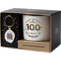 Opakowanie Zestaw prezentowy na urodziny 100 Lat biało-złoty