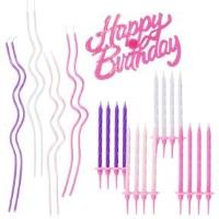 Opakowanie Zestaw świeczek urodzinowych różowy