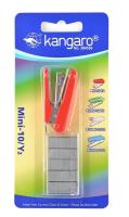 Zszywacz 10 kartek + zszywki czerwony. Wydawca: Kangaro. SmakLiter.pl Opakowanie Zszywacz 10 kartek + zszywki czerwony
