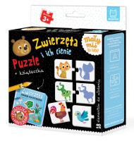 Zwierzęta i ich cienie. Puzzle + książeczka. Autor: Podgórska Anna. SmakLiter.pl Okładka książki Zwierzęta i ich cienie. Puzzle + książeczka