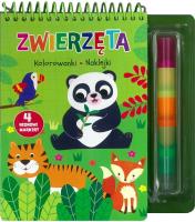 Zwierzęta. Kolorowanki, naklejki, 4 neonowe markery. Autor:   Praca zbiorowa. SmakLiter.pl Okładka książki Zwierzęta. Kolorowanki, naklejki, 4 neonowe markery