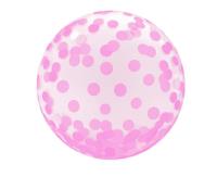 Opakowanie Balon Aqua kryształowy różowe grochy 37cm
