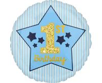 Opakowanie Balon foliowy 1st Birthday niebieski 48cm