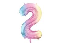 Opakowanie Balon foliowy 2 pastelowy tęczowy 86cm