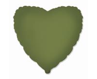 Opakowanie Balon foliowy 46cm Serce matowe Olive Green