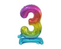 Opakowanie Balon foliowy B&C Cyfra stojąca 3 tęczowa 38cm