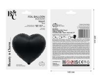 Opakowanie Balon foliowy B&C Serce matowe czarne 37cm