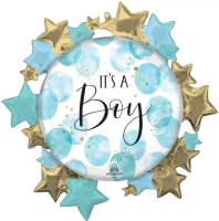 Balon foliowy Baby Boy Blue Watercolor 76x76cm. Wydawca: Anagram. SmakLiter.pl Opakowanie Balon foliowy Baby Boy Blue Watercolor 76x76cm