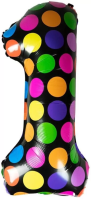 Balon foliowy cyferka 1 w kropki. Wydawca: ARPEX. SmakLiter.pl Opakowanie Balon foliowy cyferka 1 w kropki