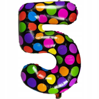 Balon foliowy cyferka 5 w kropki. Wydawca: ARPEX. SmakLiter.pl Opakowanie Balon foliowy cyferka 5 w kropki