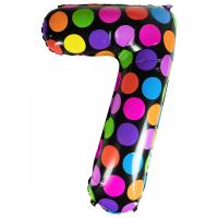 Balon foliowy cyferka 7 w kropki. Wydawca: ARPEX. SmakLiter.pl Opakowanie Balon foliowy cyferka 7 w kropki