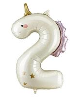Opakowanie Balon foliowy Cyfra 2 Jednorożec 93cm