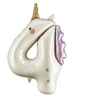 Opakowanie Balon foliowy Cyfra 4 Jednorożec 93cm