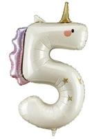 Opakowanie Balon foliowy Cyfra 5 Jednorożec 93cm
