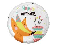 Opakowanie Balon foliowy Lisek z tortem Happy Birthday 45cm