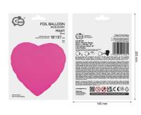 Opakowanie Balon foliowy Serce 46cm ciemnoróżowy fluor