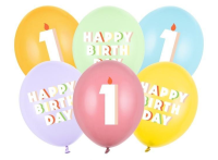 Balony 1 mix 30cm 6szt. Wydawca: PartyDeco. SmakLiter.pl Opakowanie Balony 1 mix 30cm 6szt