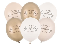 Balony Happy Birthday mix beżowy 30cm 6szt. Wydawca: PartyDeco. SmakLiter.pl Opakowanie Balony Happy Birthday mix beżowy 30cm 6szt
