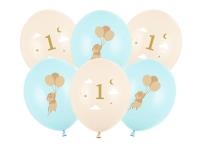 Opakowanie Balony Myszki z cyferką 1 Light Blue 30cm 6szt