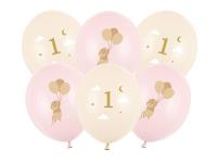 Opakowanie Balony Myszki z cyferką 1 Pale Pink 30cm 6szt