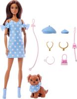 Zdjęcie produktu Barbie Jednakowa stylizacja Lalka i piesek Groszki