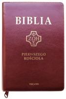 Okładka książki Biblia pierwszego Kościoła z paginat. burgundowa