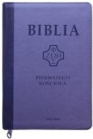 Okładka książki Biblia pierwszego Kościoła z paginat. fioletowa